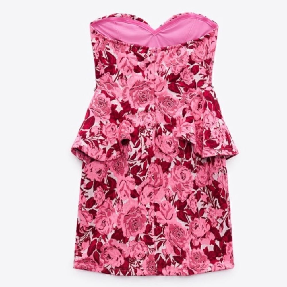 NEW ZARA Floral Jacquard Mini Dress - Picture 5 of 5